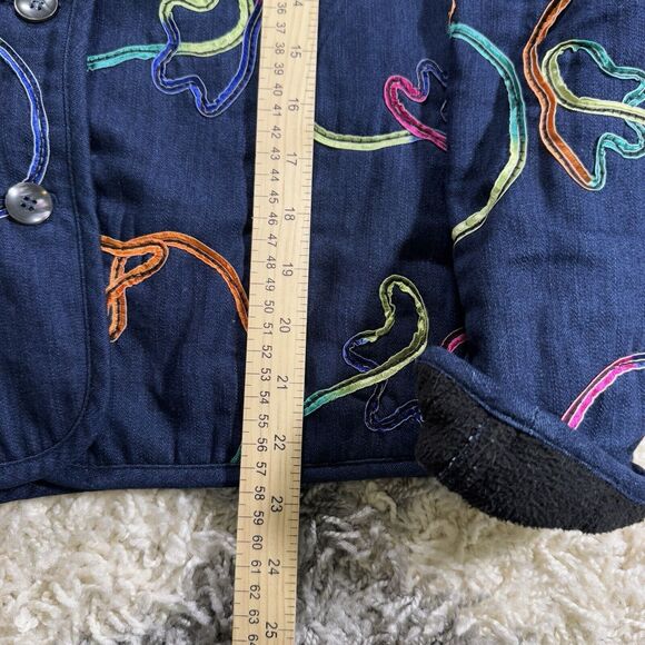 Koret Chambray Button Jacket Multi Color Ribbon Design Fleece Lining Size PS - Picture 4 of 6